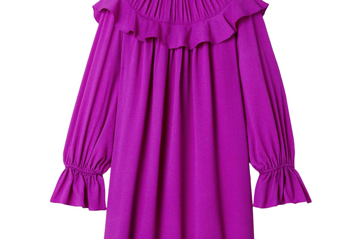 arias ruffled crinkled stretch silk crepe mini dress