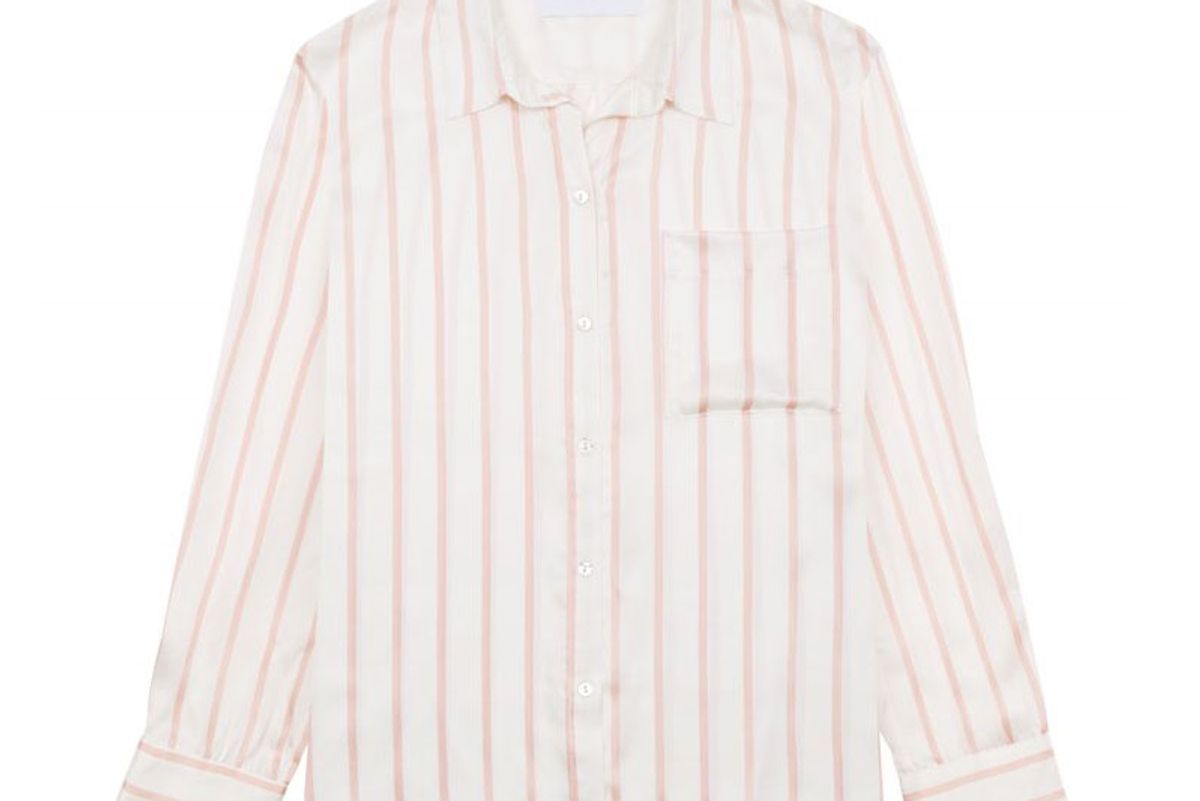 asceno blush stripe printed silk pyjama top