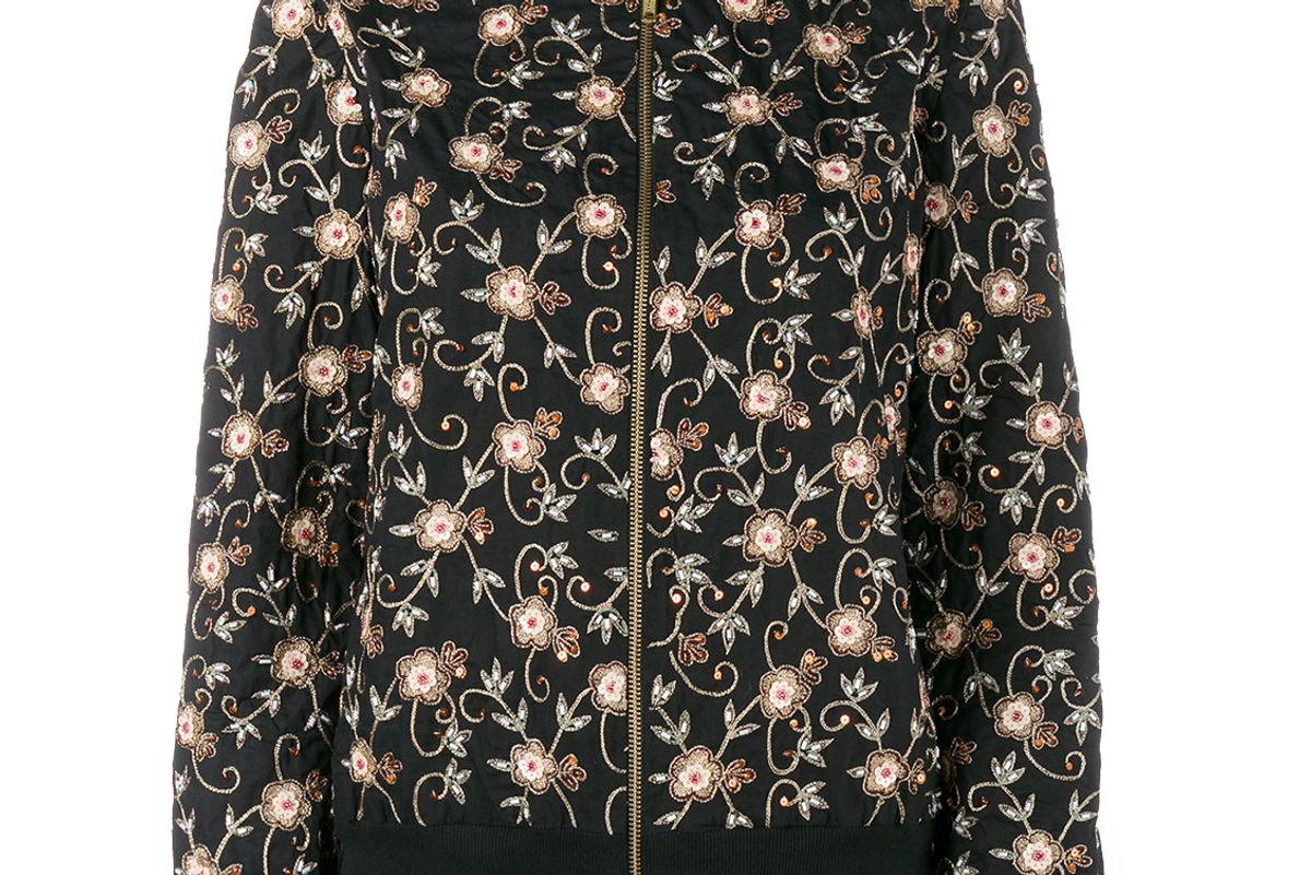 Floral Embroidered Bomber Jacket