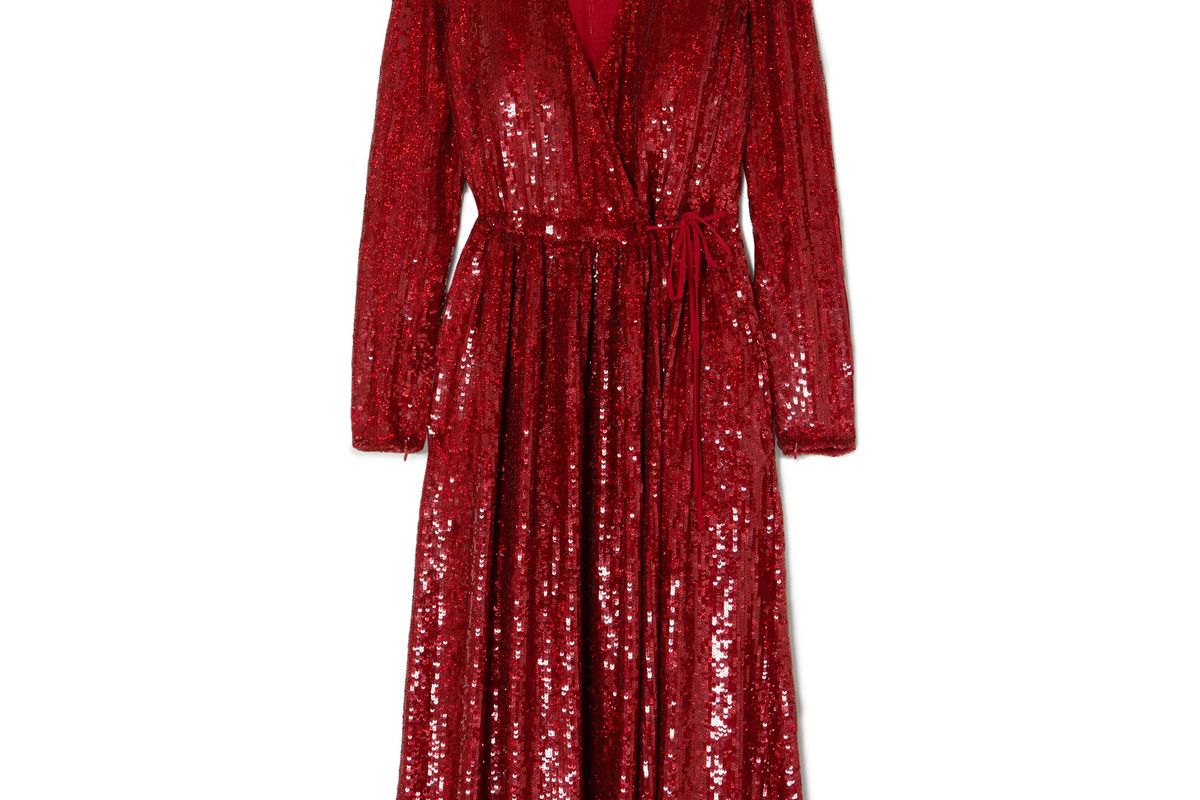 Sequined Silk-Georgette Wrap Dress