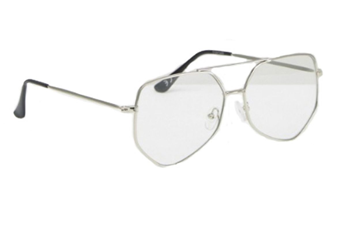 Geeky Angular Aviator Clear Lens Glasses