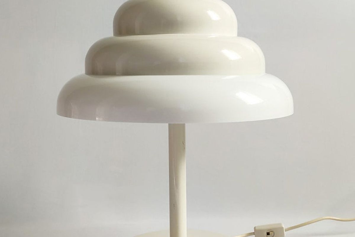 atmosferavintage extremely rare very large 60s italian reggiani table lamp space age mid century modern mushroom white lamp guzzini panton era