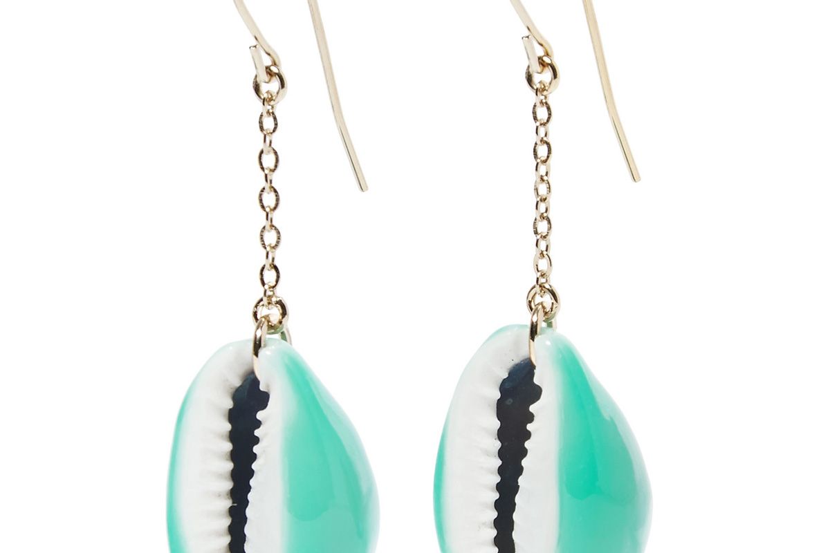 aurelie bidermann gold plated shell and enamel earrings