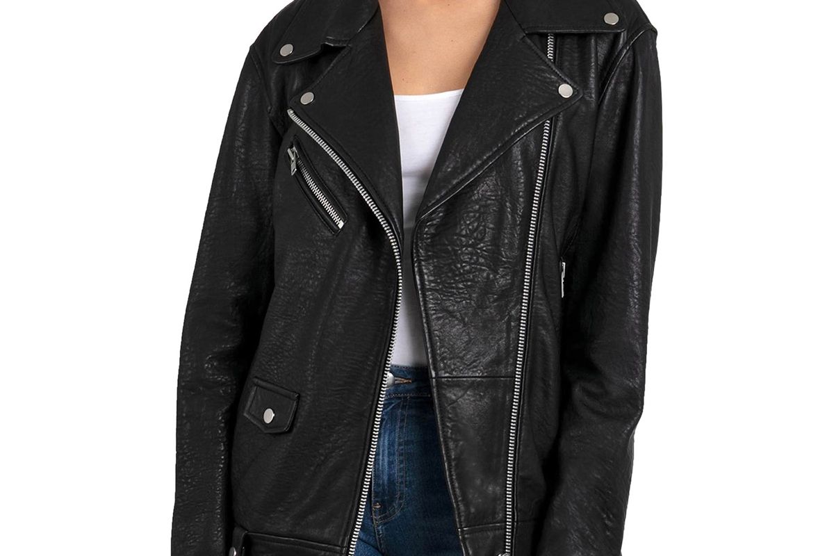 avec les filles oversized leather biker