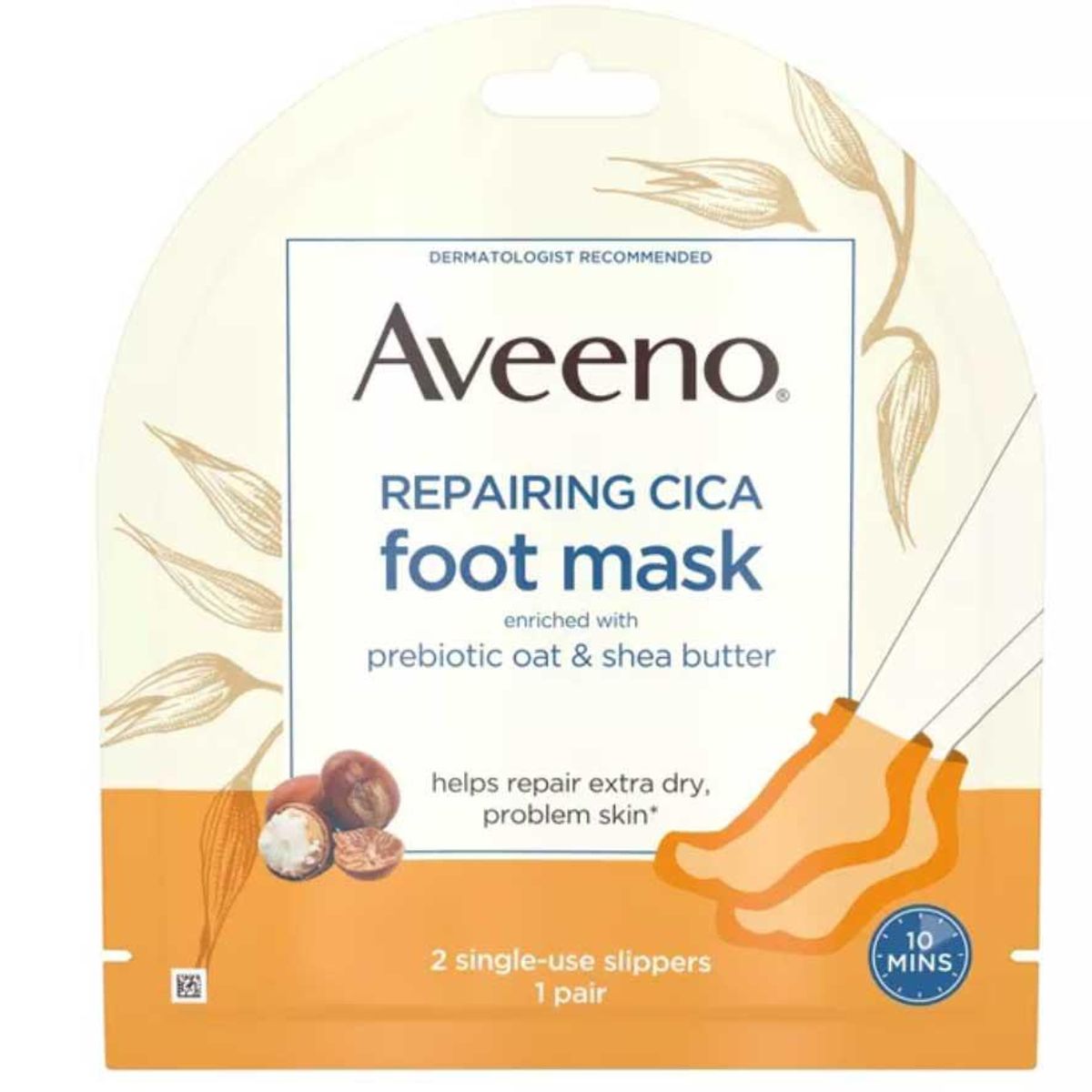 aveeno repairing cica foot mask with oat and shea butter