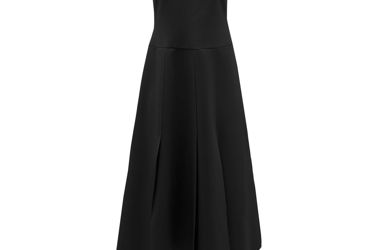 awake mode strapless asymmetric poplin dress