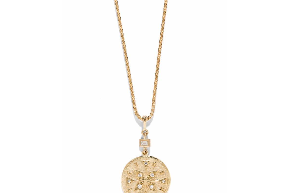 azlee compass coin small diamond necklace