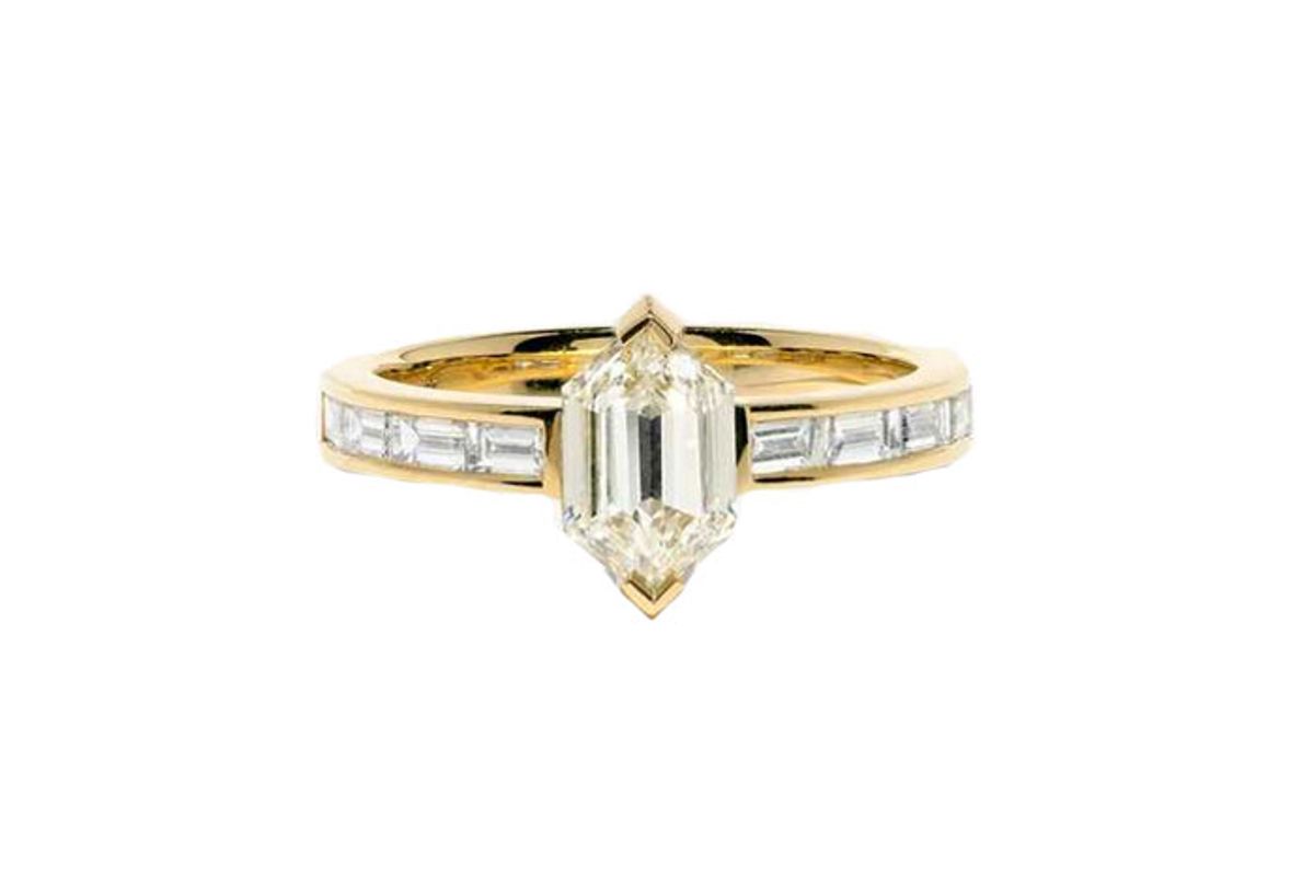 azlee hexagon diamond deco engagement ring