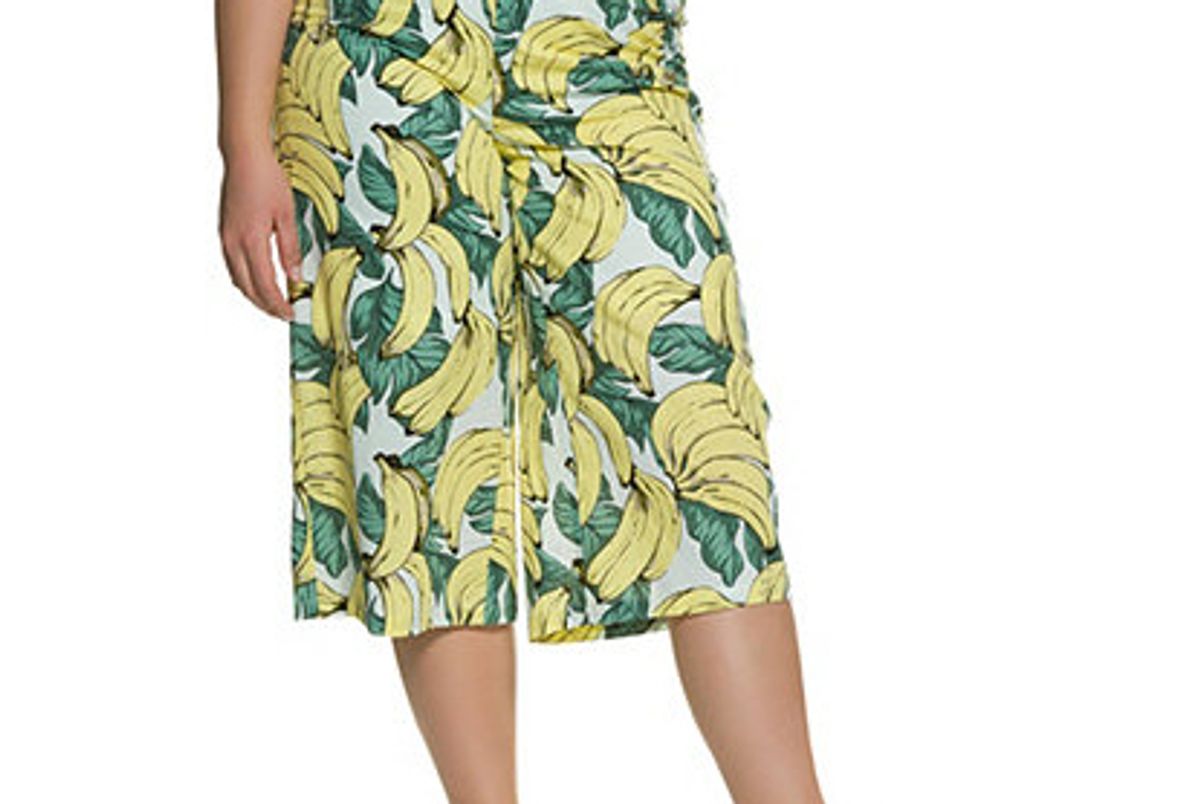 Banana Print Elastic Waist Cotton Culottes