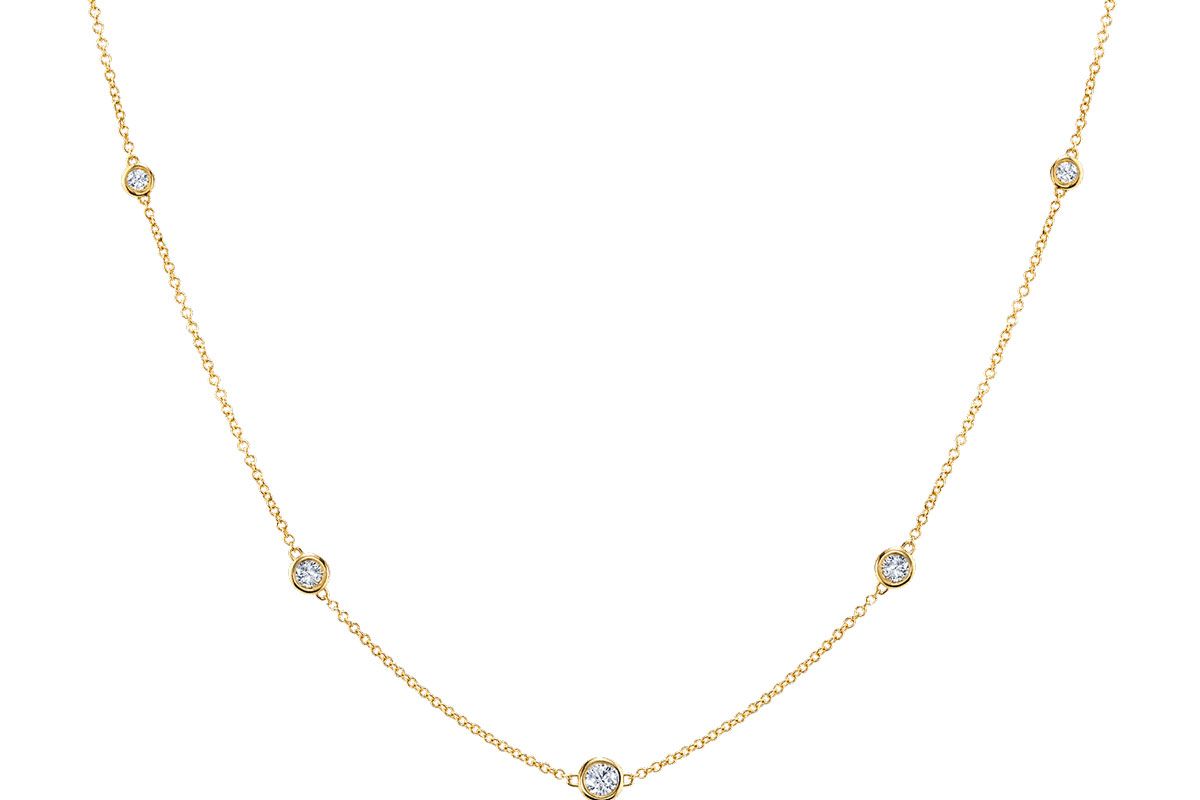 baby gold diamond bezel stand necklace