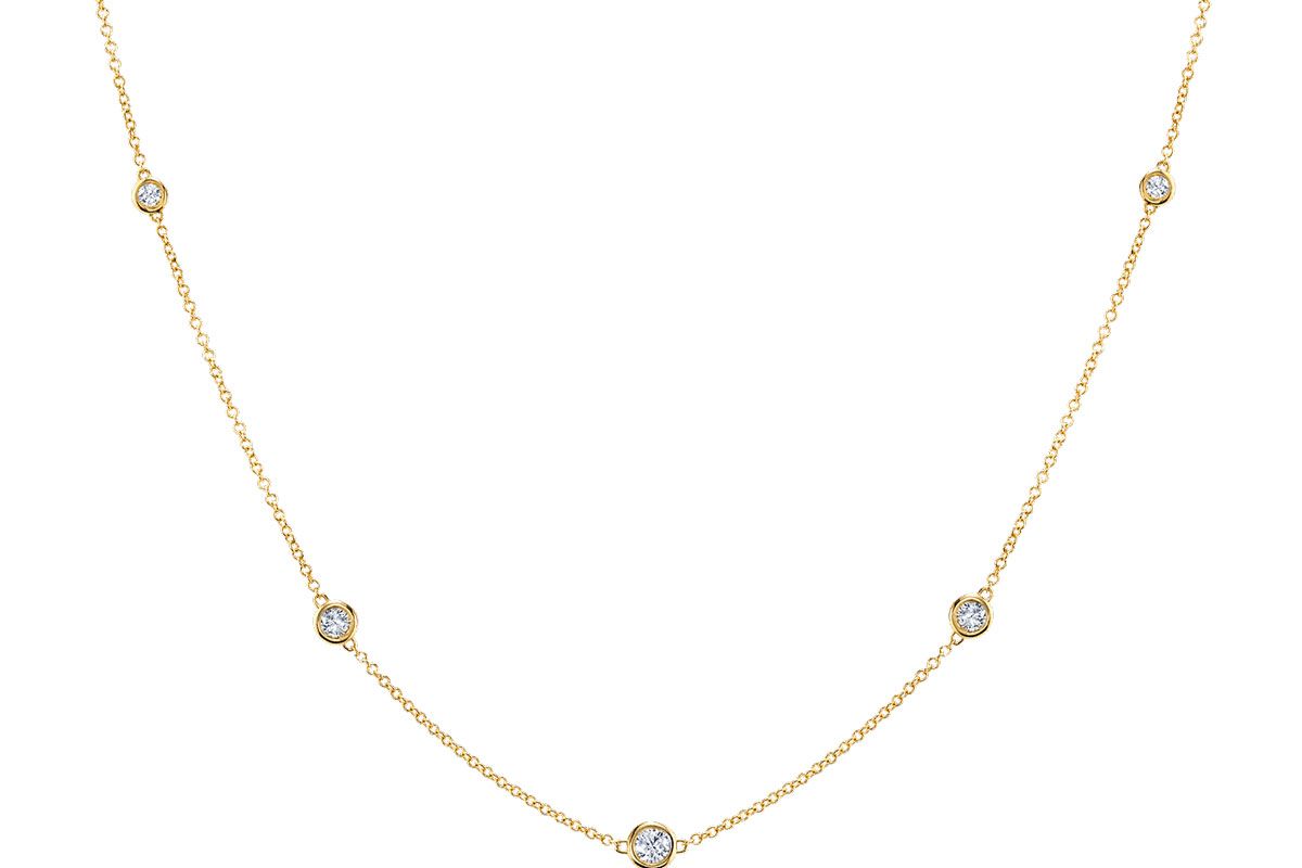 baby gold diamond bezel stand necklace