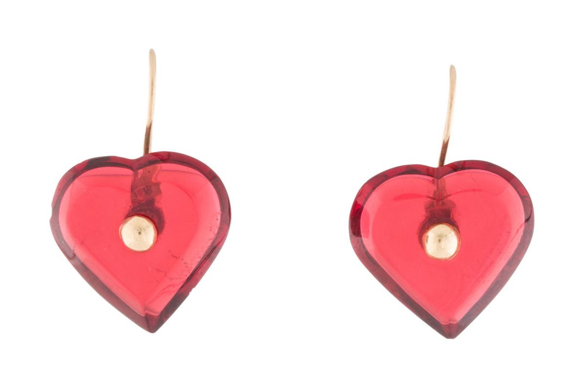 baccarat 18k crystal heart earrings