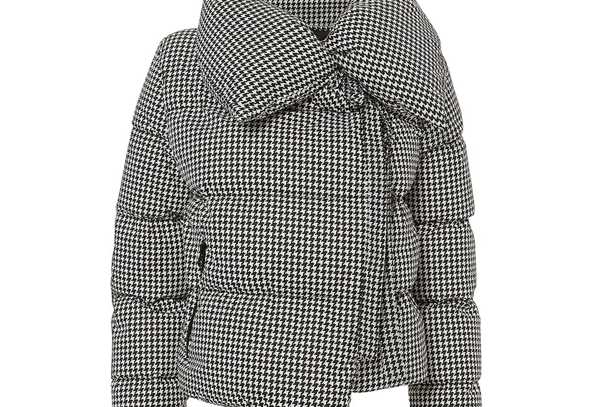 bacon houndstooth puffer jacket