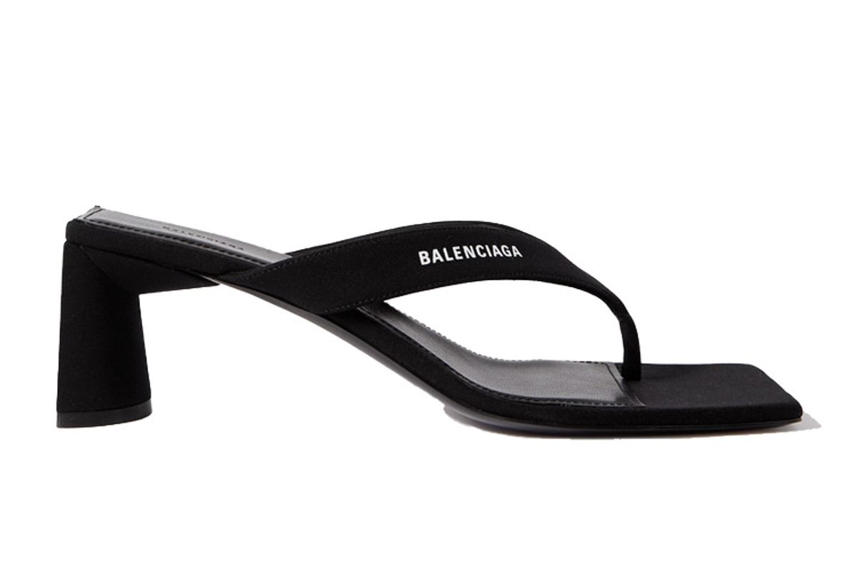 balanciaga logo print jersey sandals