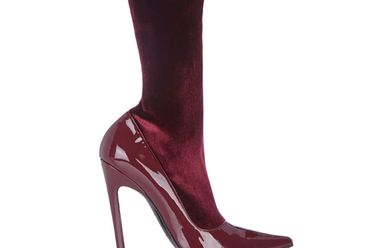 Boudoir Velvet and Leather Ankle Boots