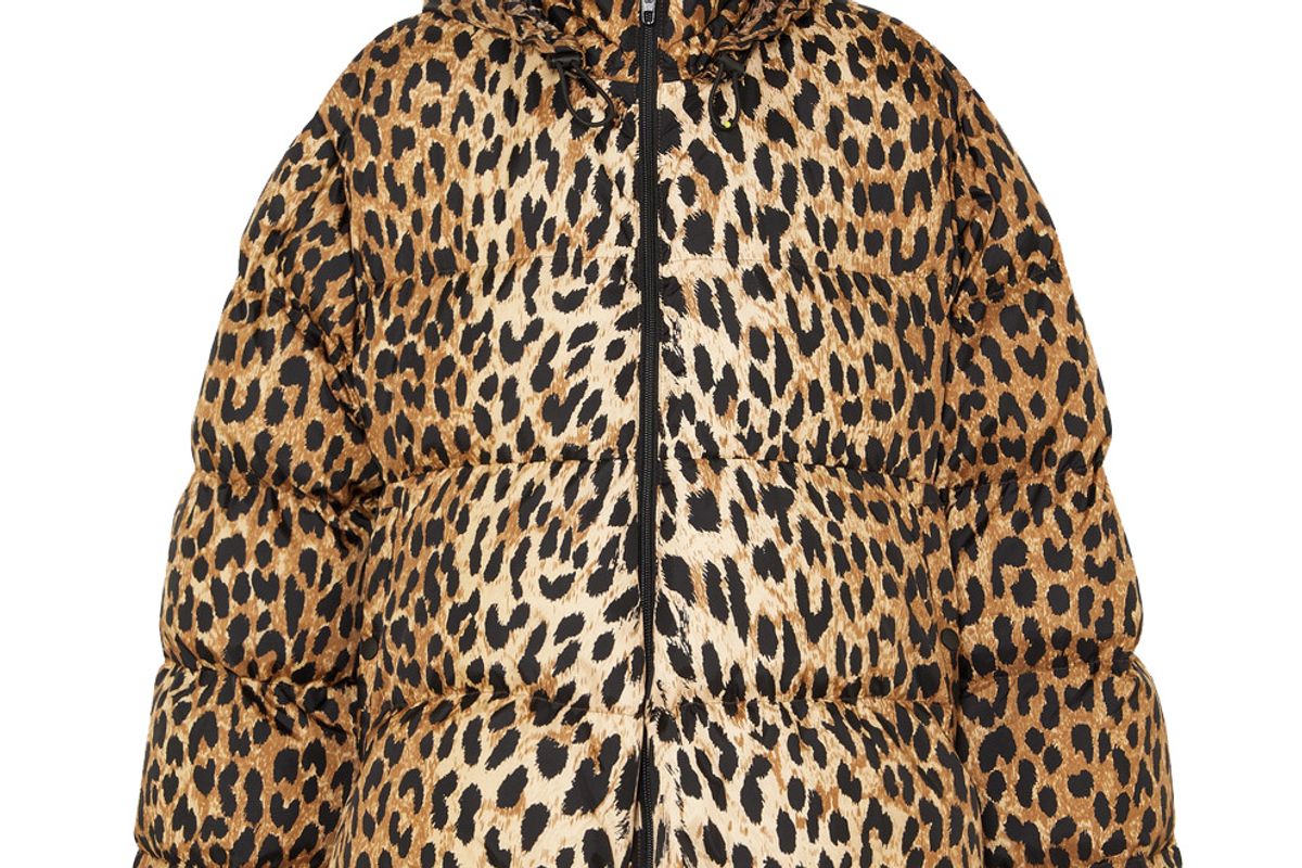 balenciaga c shape hooded leopard print quilted shell jacket