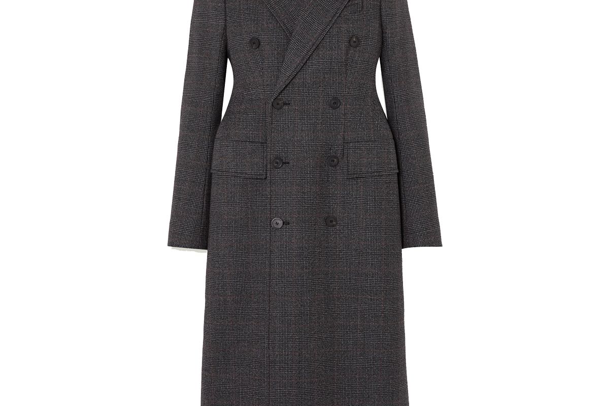 balenciaga double breasted prince of wales checked wool coat