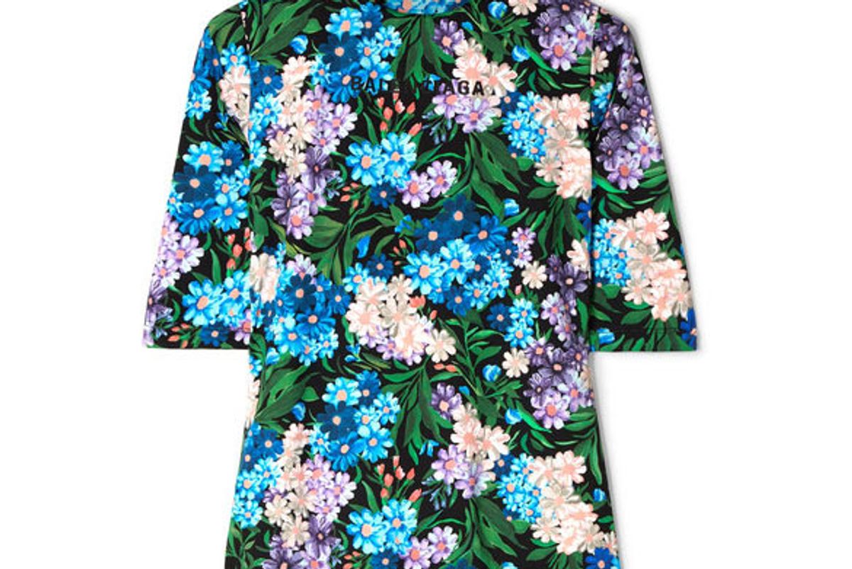 balenciaga floral-print stretch-jersey top
