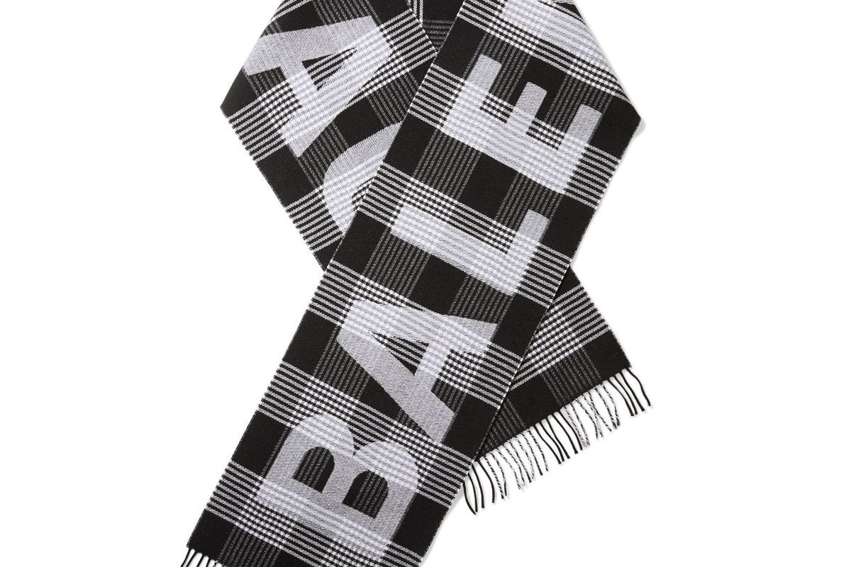 balenciaga fringed checked intarsia wool scarf