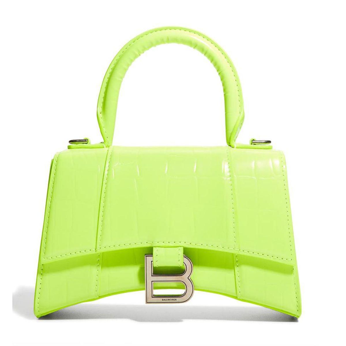 balenciaga hourglass xs croc embossed top handle bag