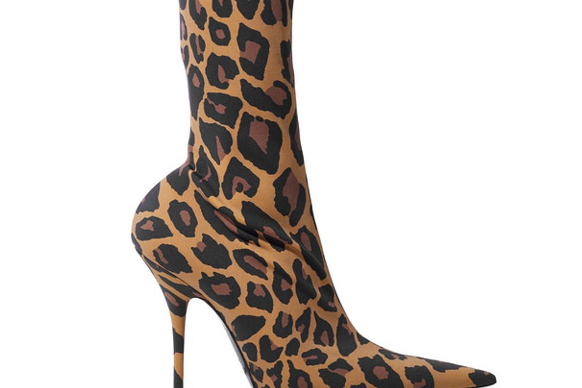 balenciaga knife leopard print spandex sock boots