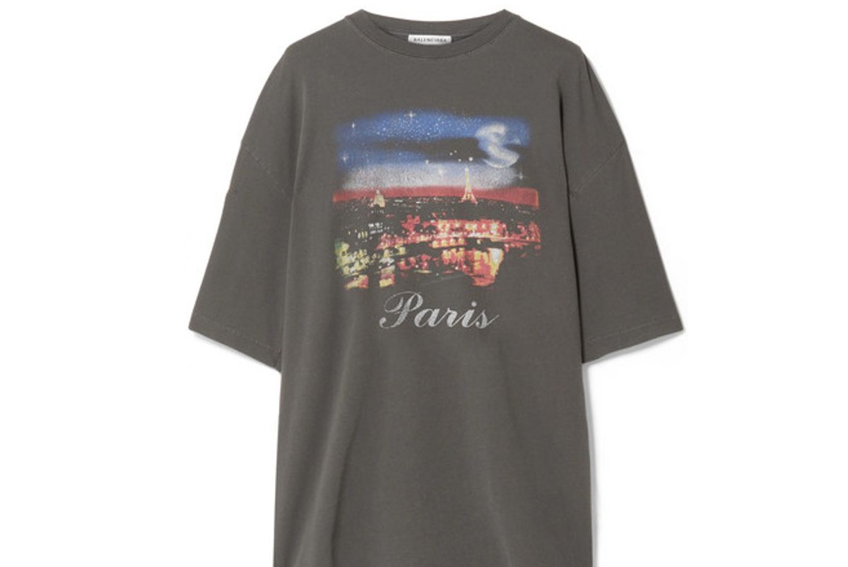 balenciaga oversized printed cotton jersey t shirt