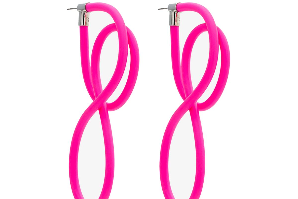 balenciaga pink elastic magnet earrings