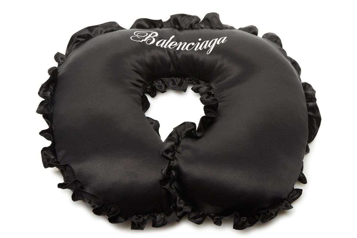 balenciaga ruffled silk satin neck pillow