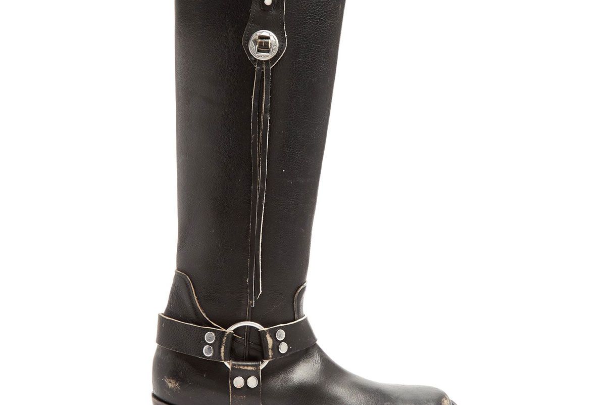 balenciaga santiago distressed leather knee high boots