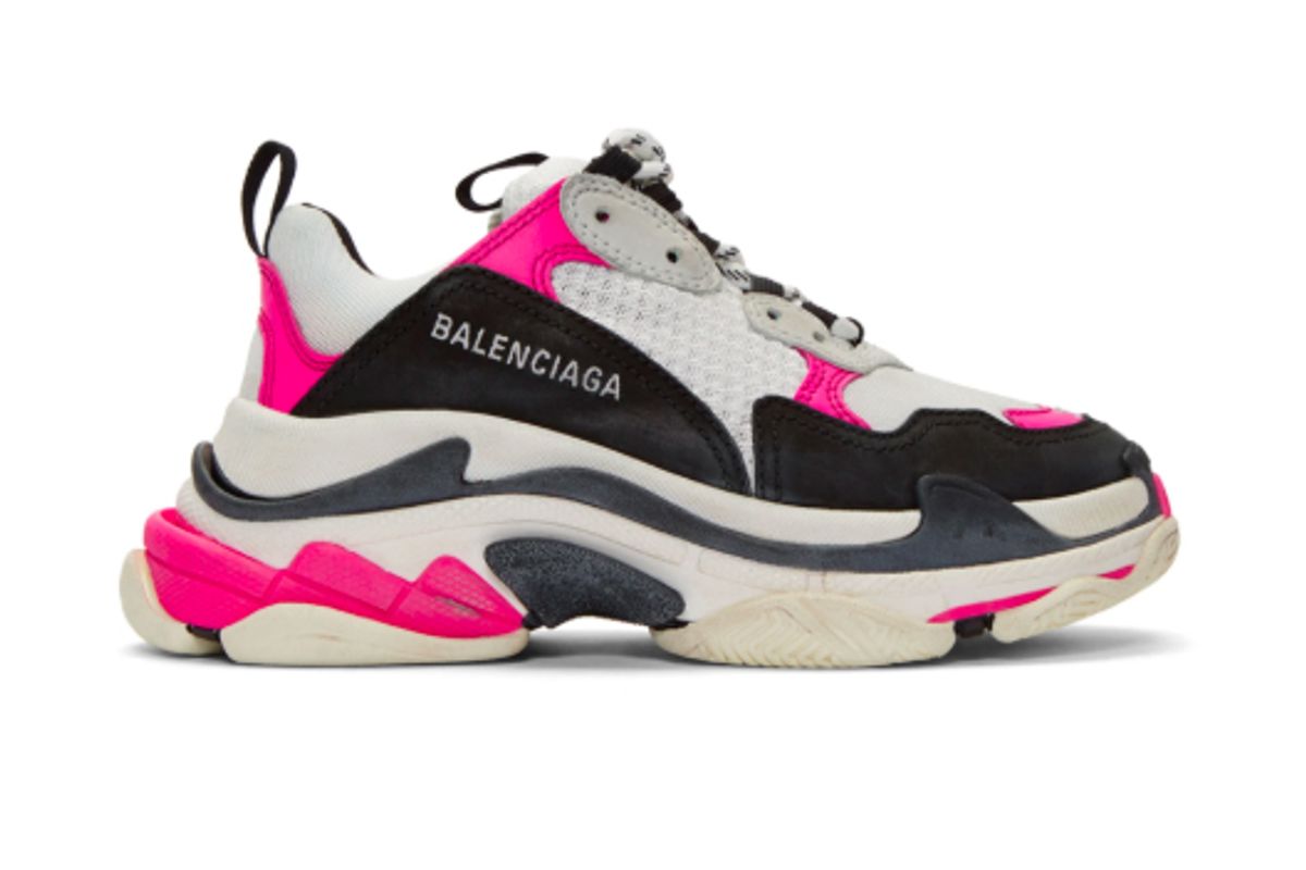 balenciaga white and pink triple s sneakers