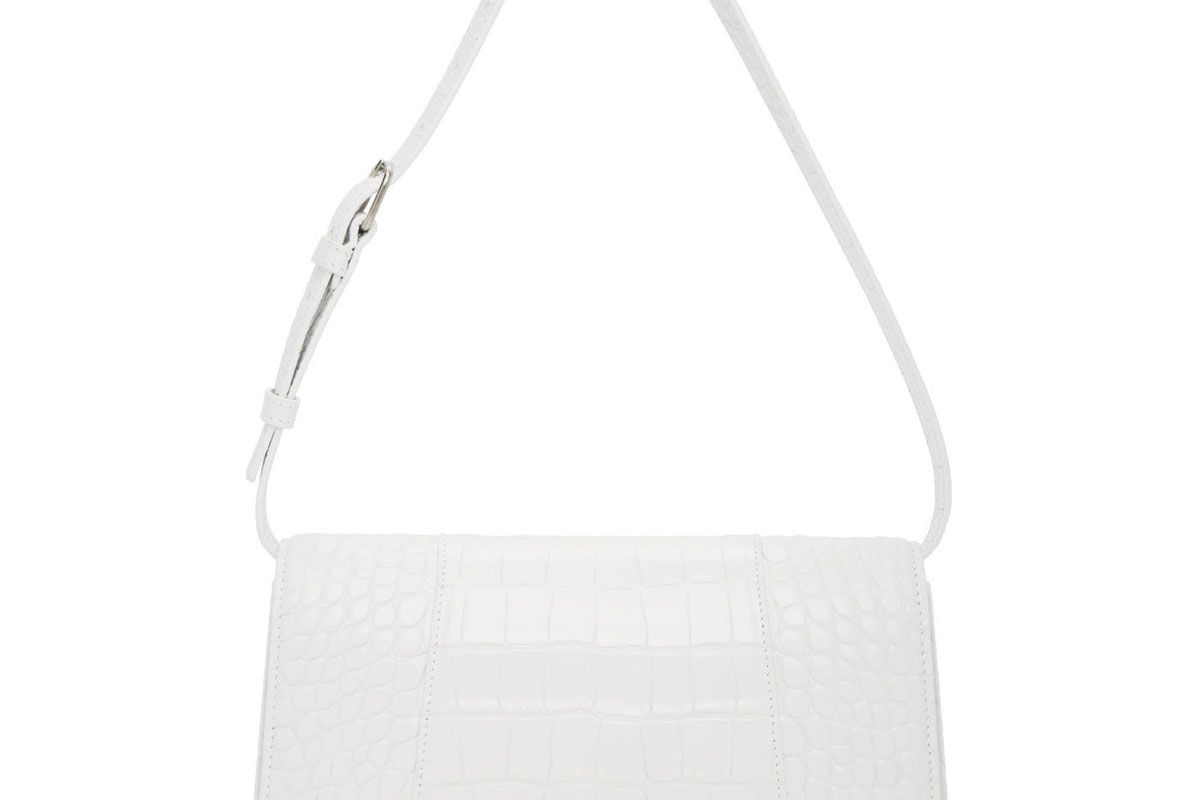 balenciaga white hourglass mock croc sling shoulder bag