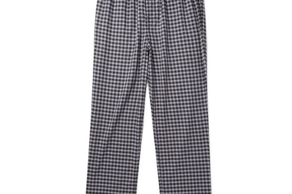 balenciaga wide leg checked cotton drawstring trousers