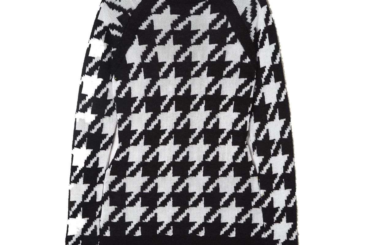 balmain button embellished houndstooth knitted sweater