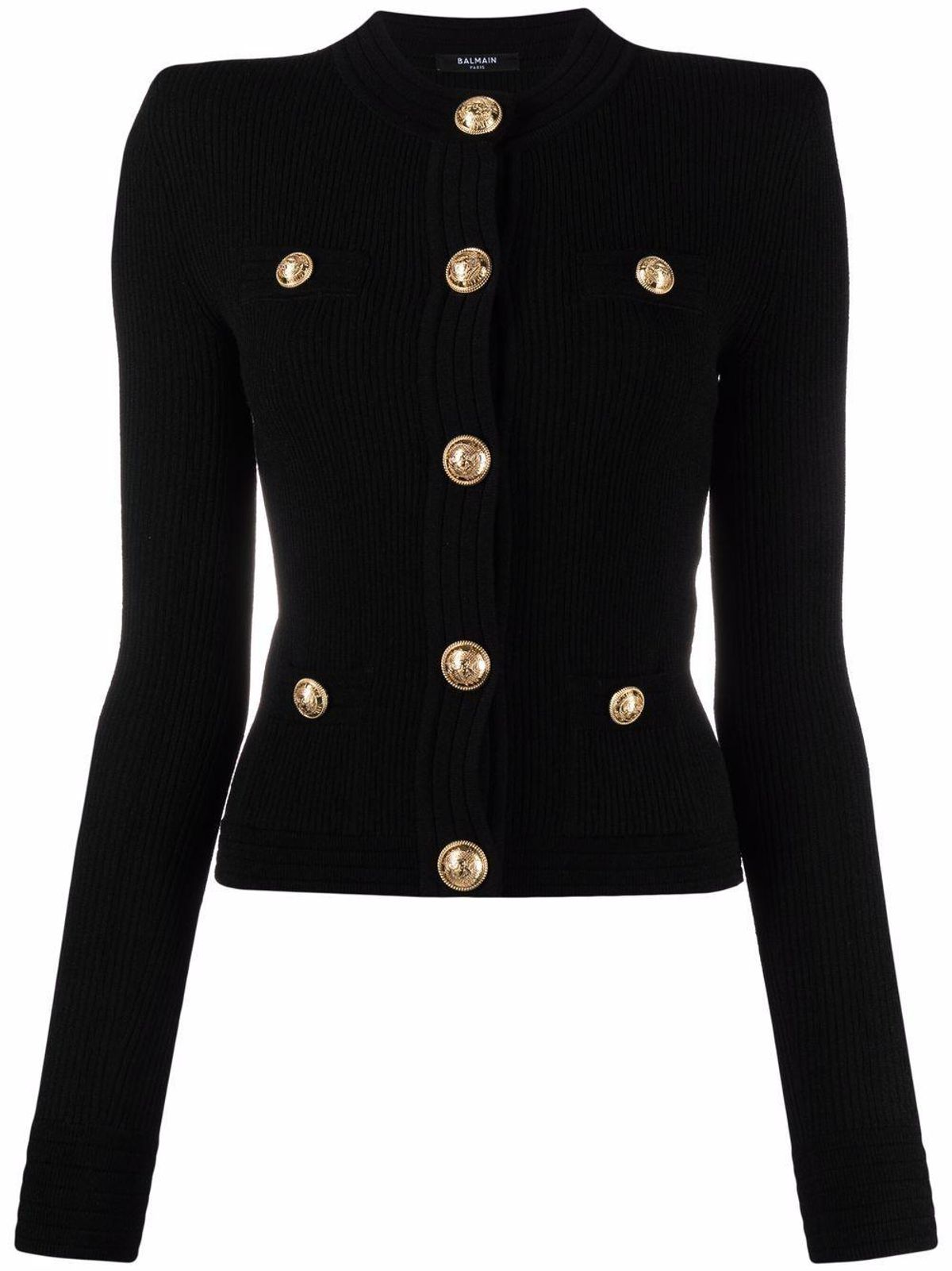 Balmain Button Embellished Ribbed Cardigan