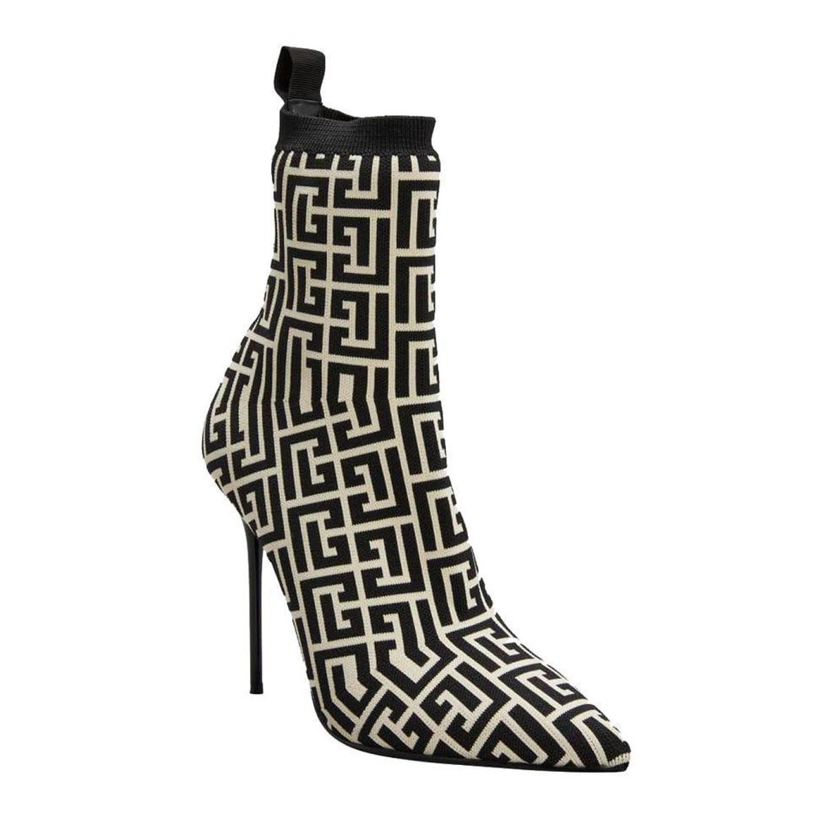 balmain skye bicolor monogram knit stiletto booties