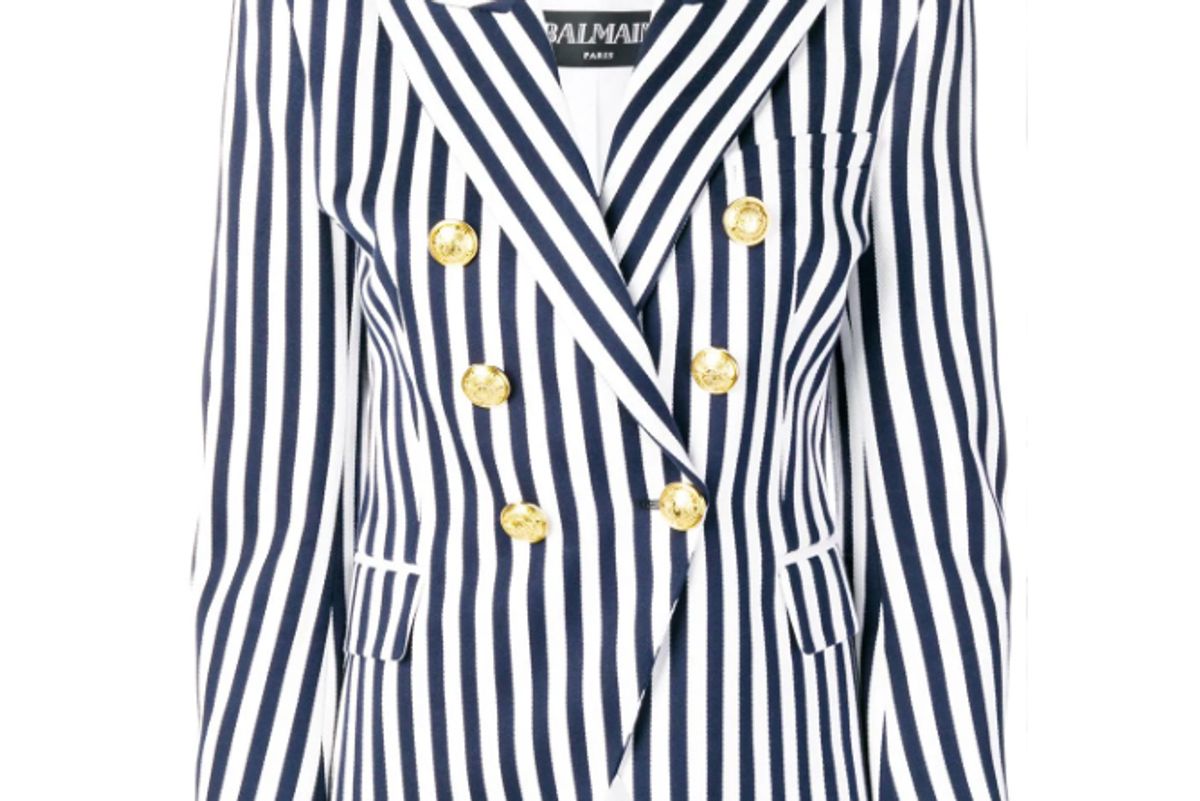 balmain striped double breasted blazer