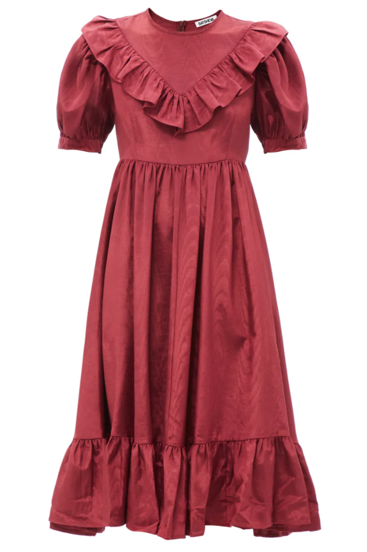 Batsheva May Ruffled Moire Midi Dress