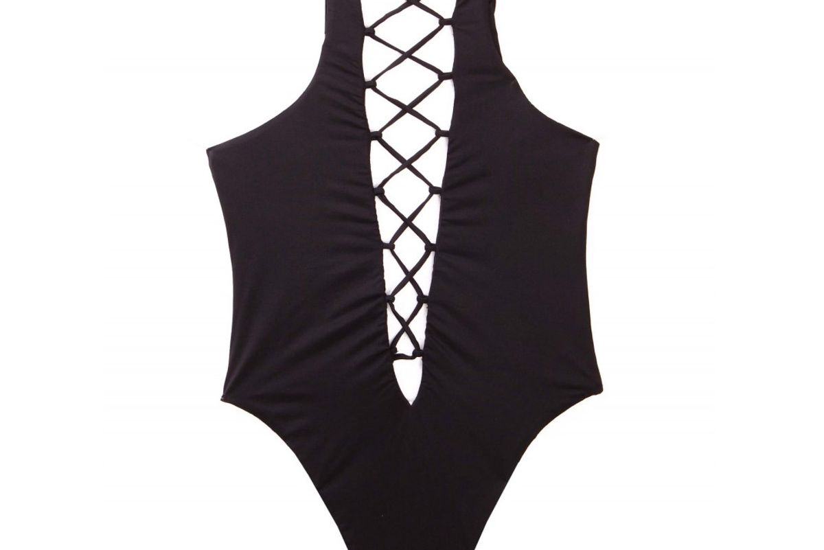 beach bunny lace-up one piece