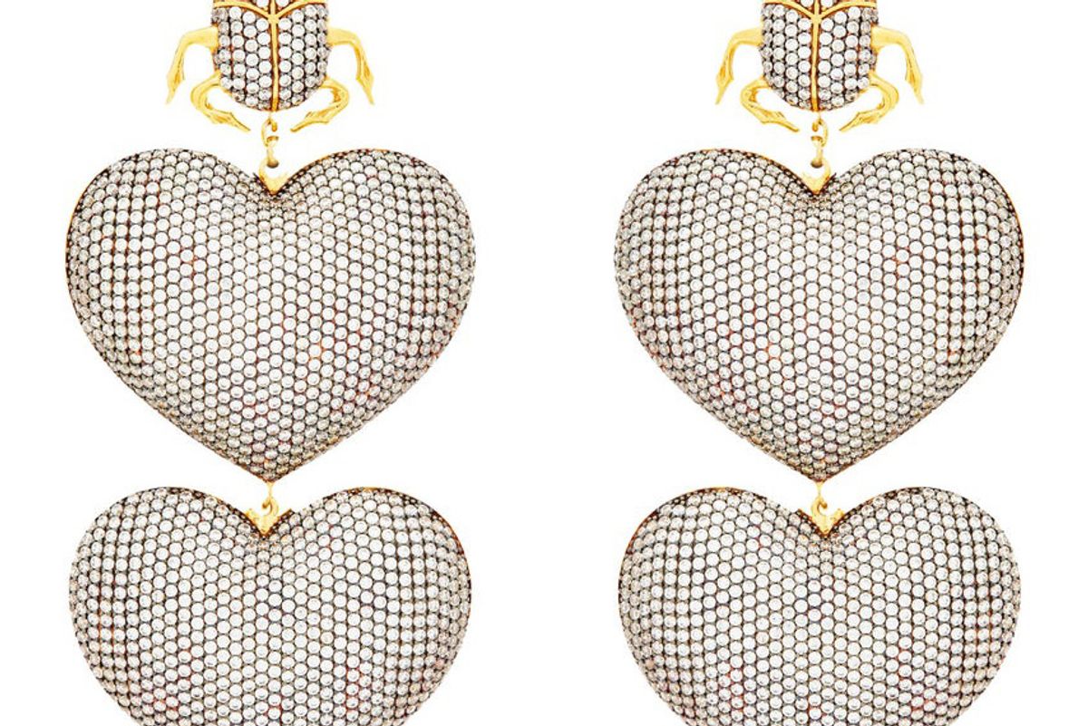 begum khan scarab mon amour gold plated clip earrings