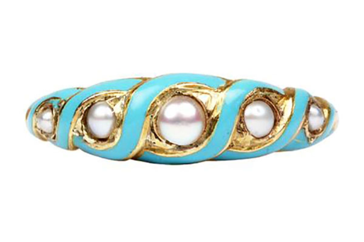 Early 19th Century Pearl and Blue Enamel Ring