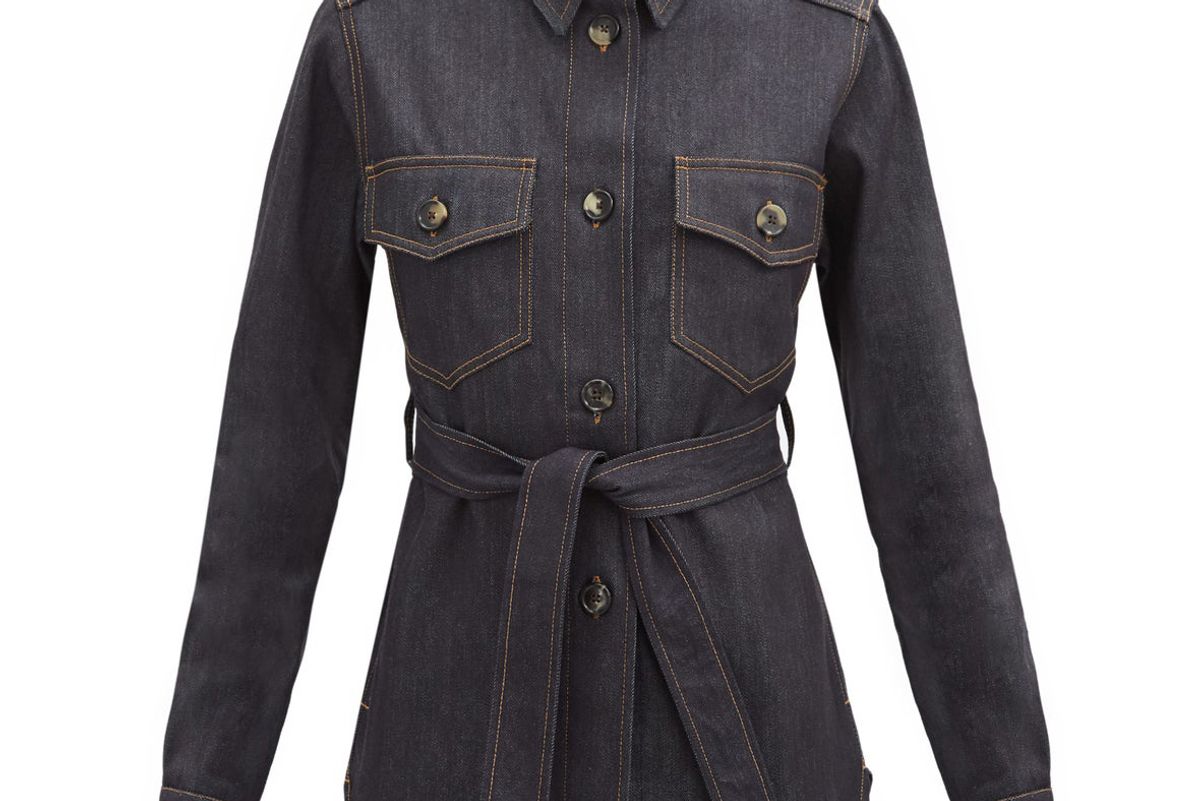 bella freud belted denim shirt jacket