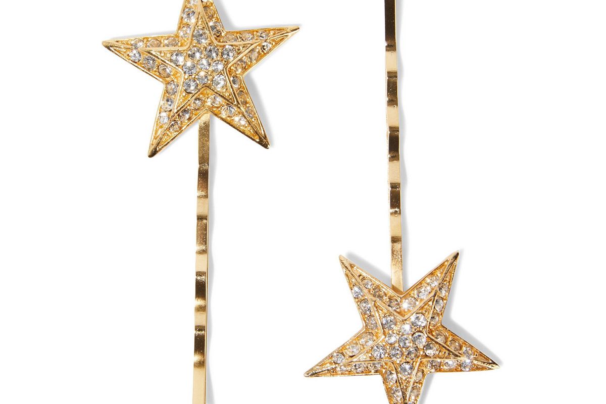 ben amun set of two 24 karat gold plated swarovski crystal hair slides