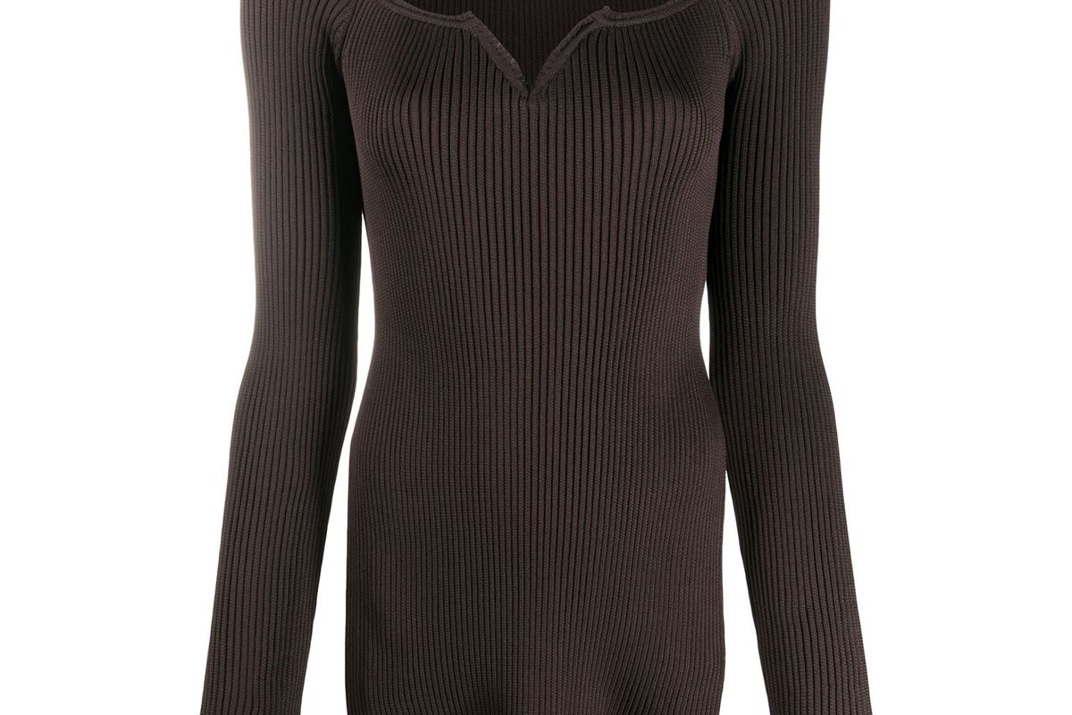 bevza side slit ribbed knit top