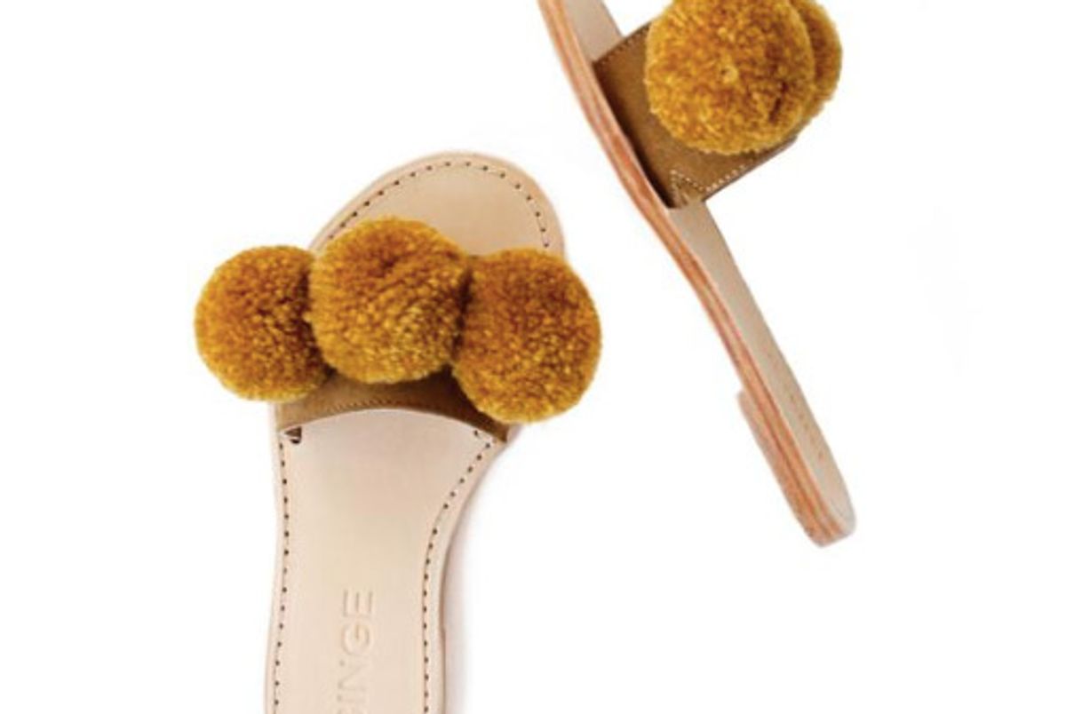 binge ochre pom slip on