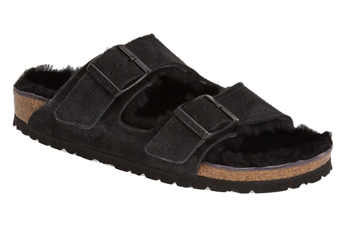 birkenstock arizona genuine shearling lined sandal