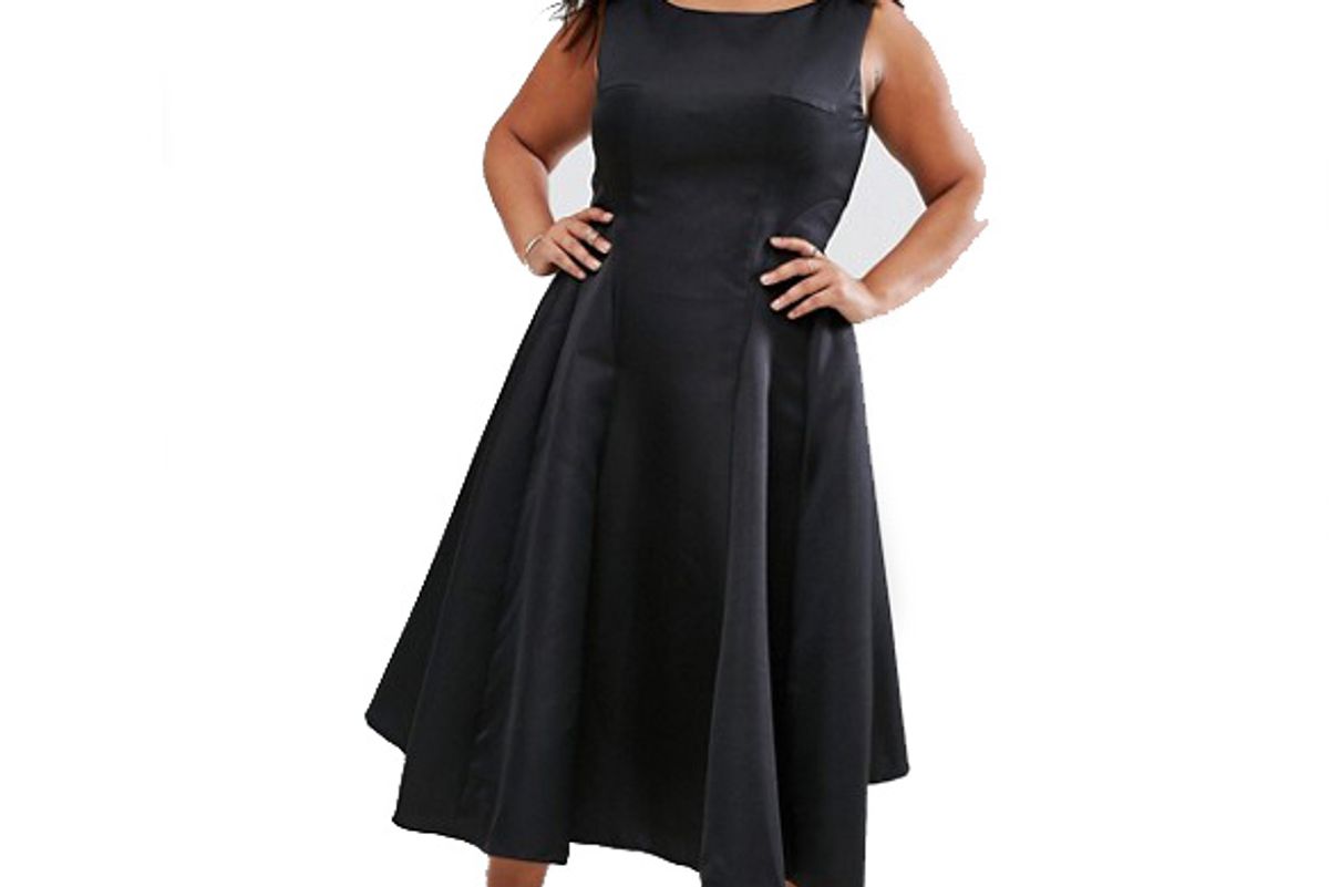 Plus Fit and Flare Midi Dress with Seam Detail