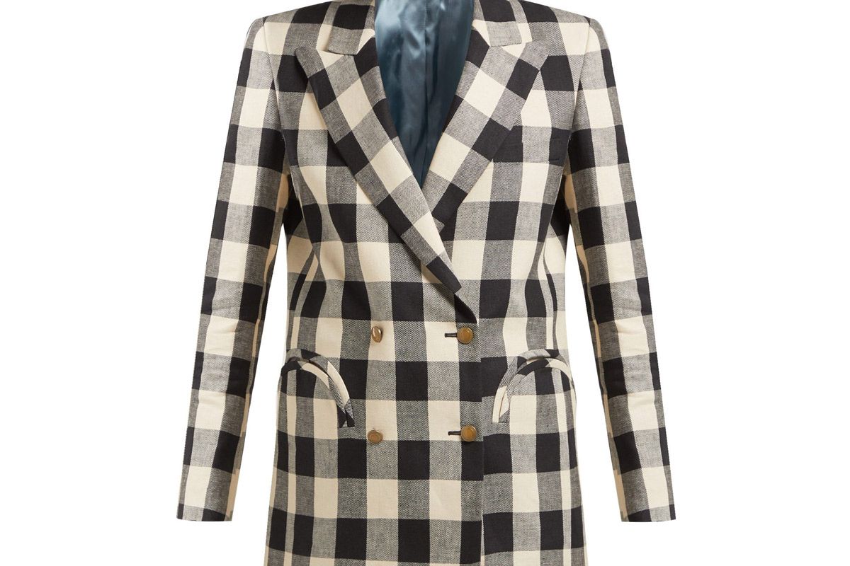 blaze milano pequod double breasted check linen blazer