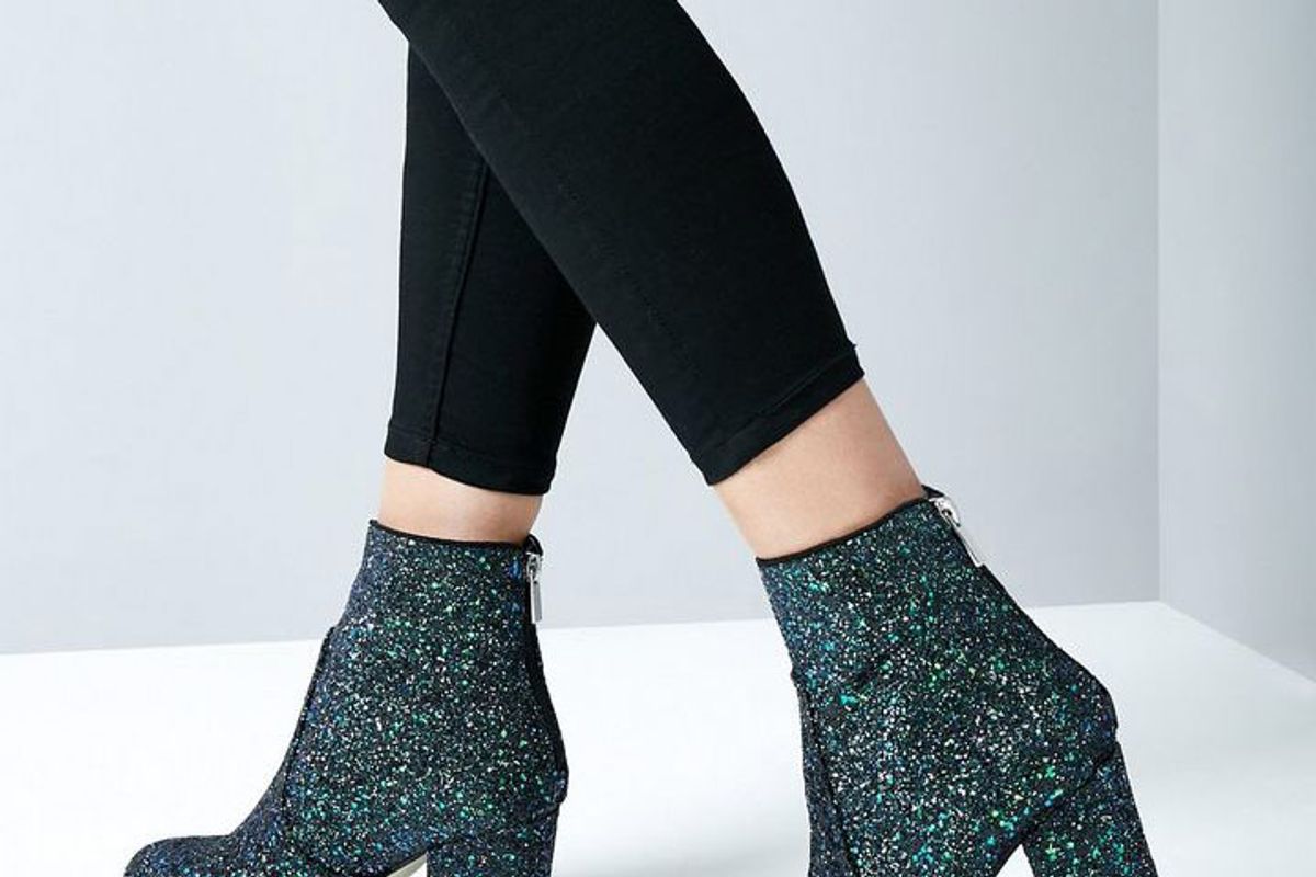 Blue Glitter Heeled Boots