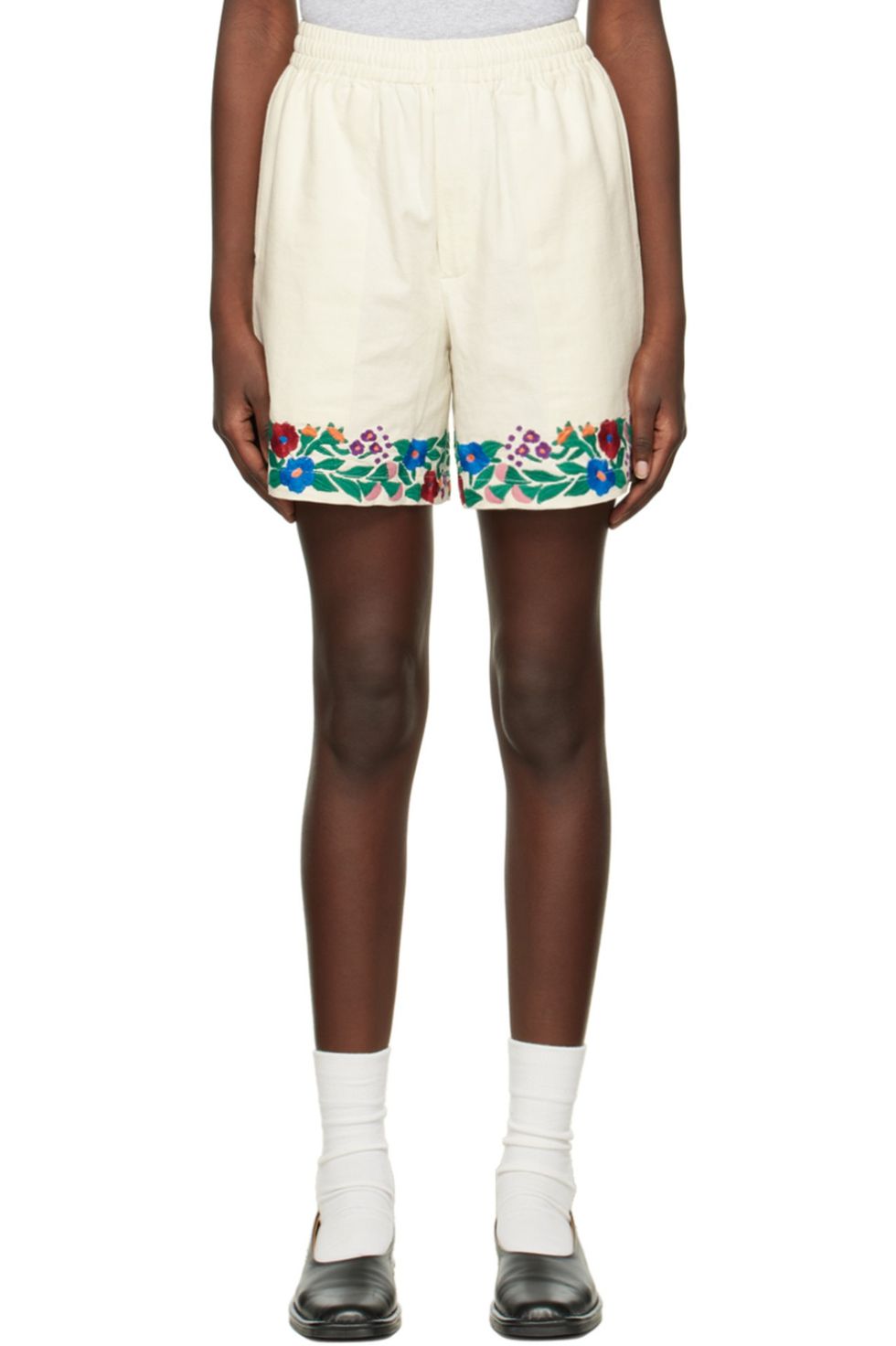 Bode Winter Garden Embroidered Rugby Shorts