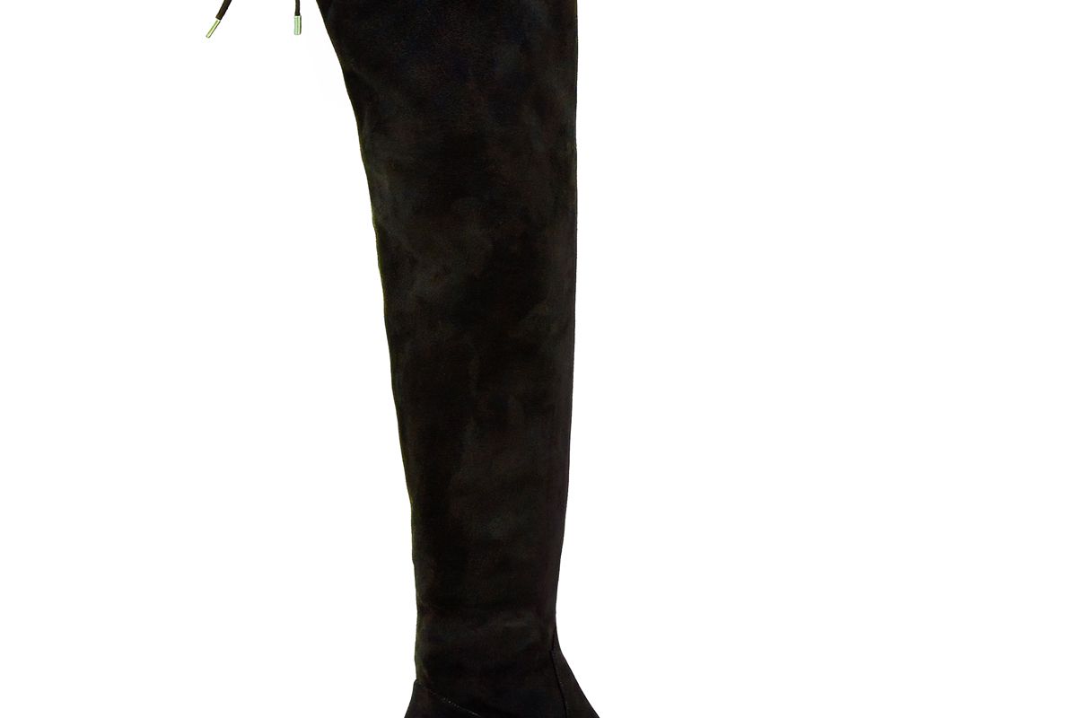 Wide Fit Black Suedette Over The Knee Block Heel Boots